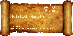 Heimlich Martin névjegykártya